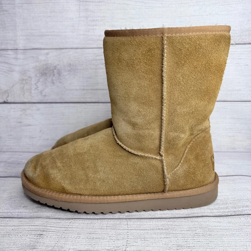 Koolaburra by UGG Victoria Short Chestnut Suede Boots Womens 8 Tan 1017090